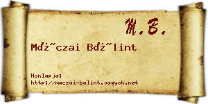 Máczai Bálint névjegykártya